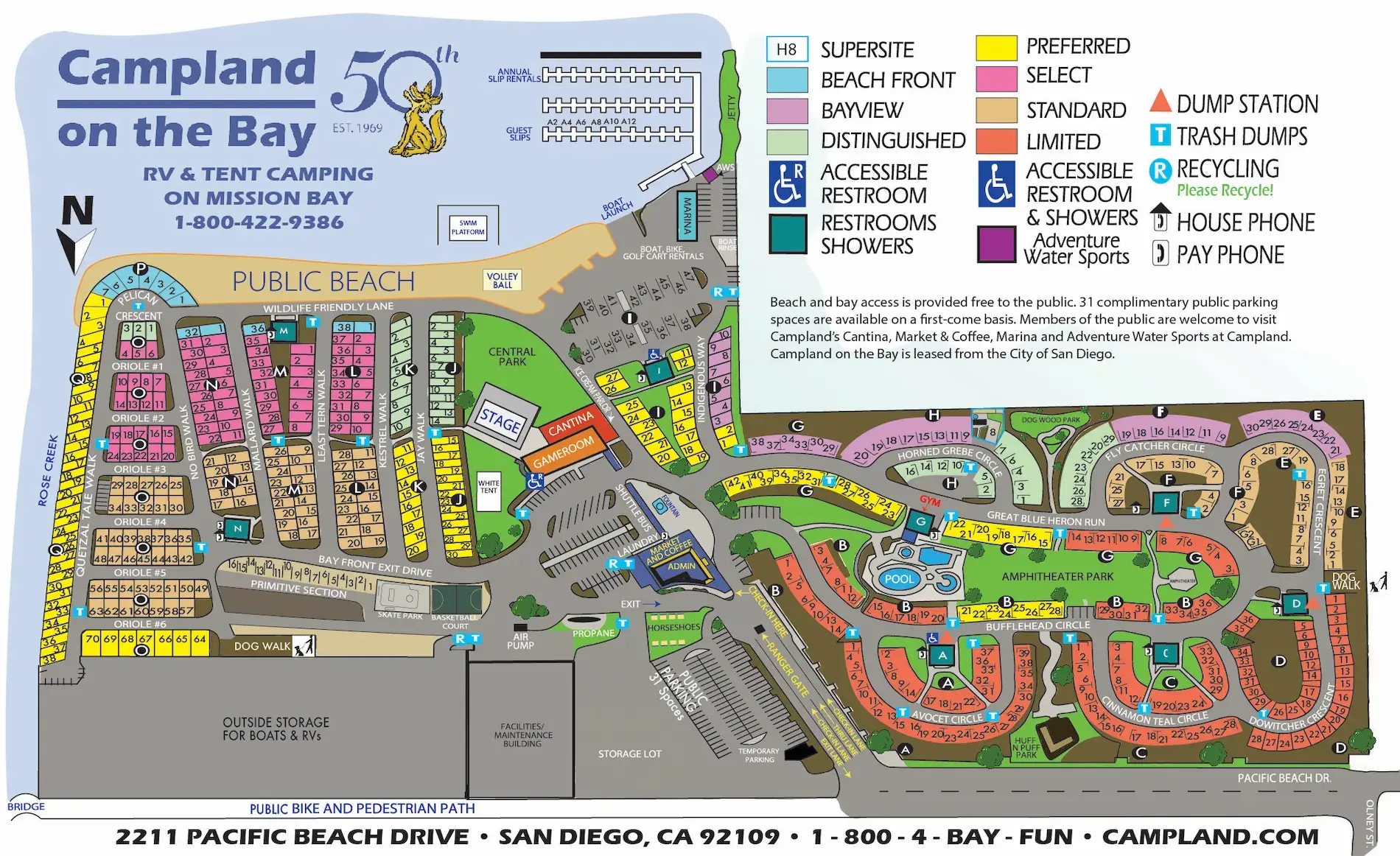 Resort Map for Campland on the Bay - RV Resort & Tent Camping